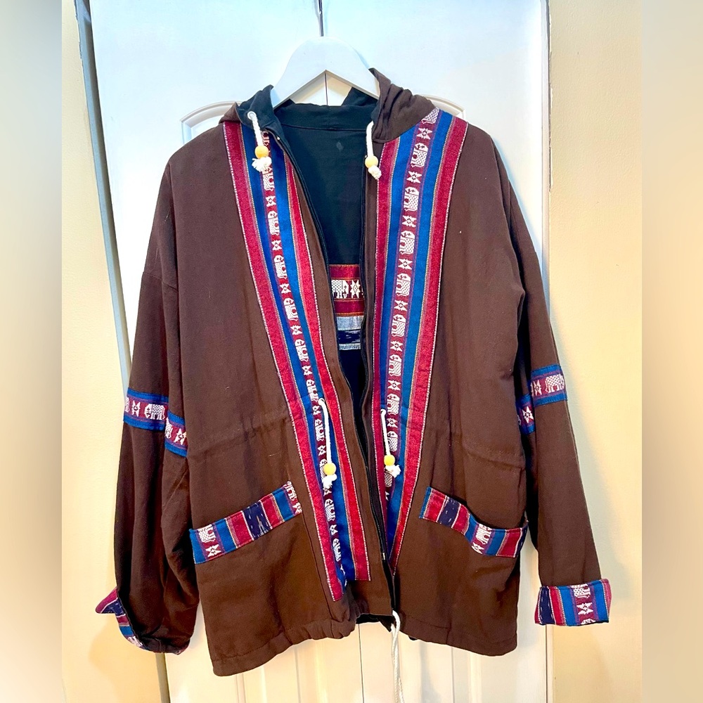 Global Imports Size XL  Zip Front Elephant Pattern Jacket, Liner And Inner Pocke
